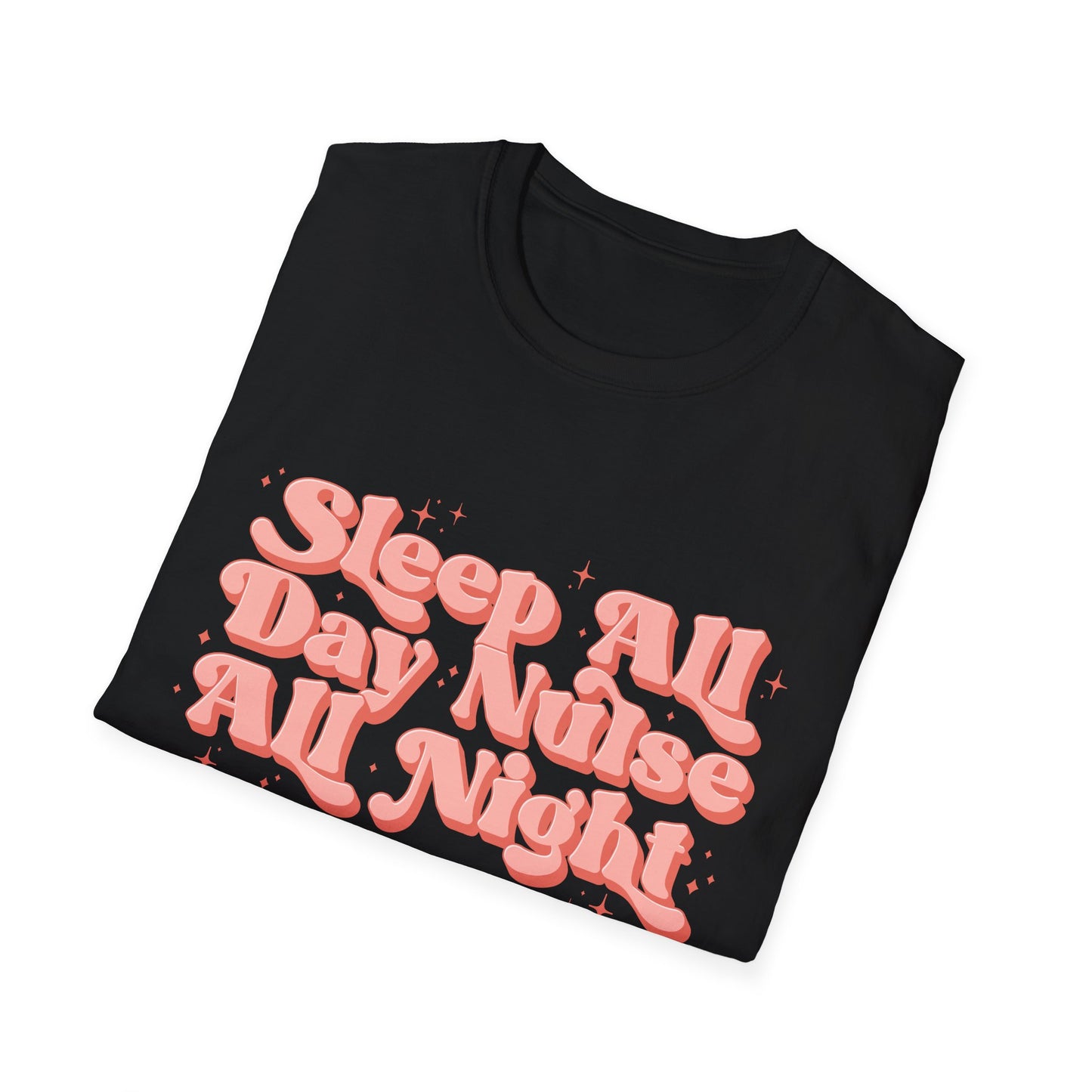 Sleep All Day Nurse All Night T-Shirt — Cute Retro Nurse Tee for Healthcare Workers