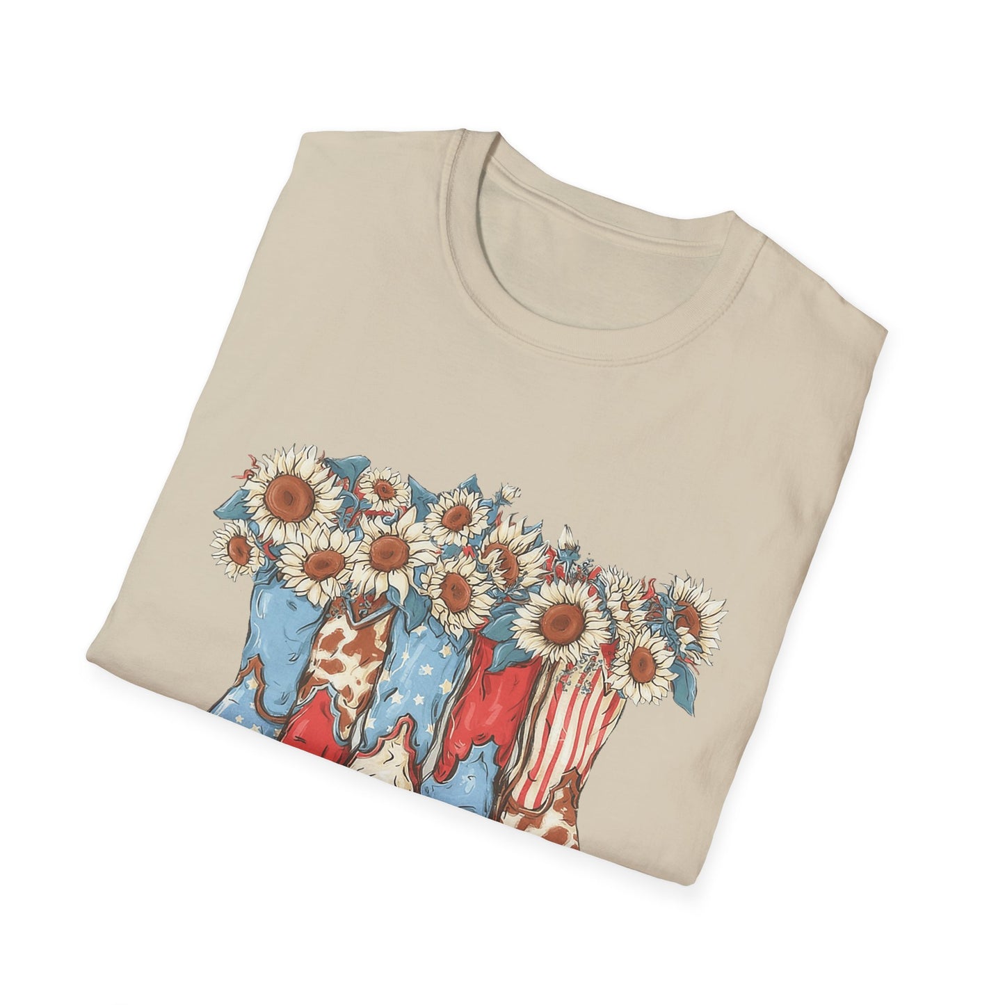 Patriotic Sunflower Cowboy Boots T-Shirt