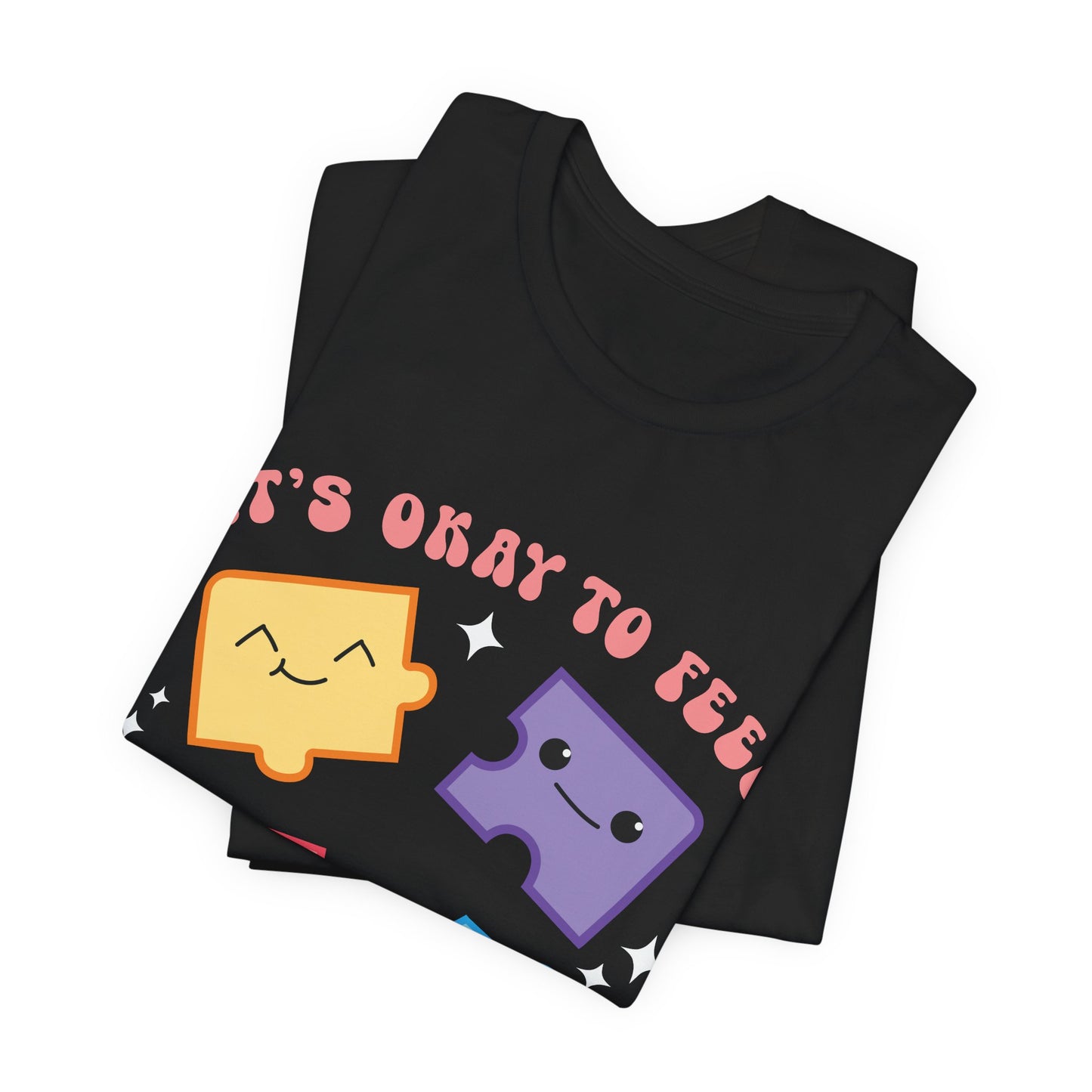 “It’s Okay to Feel” Puzzle Pieces Tee — Mental Health Awareness Comfort Shirt