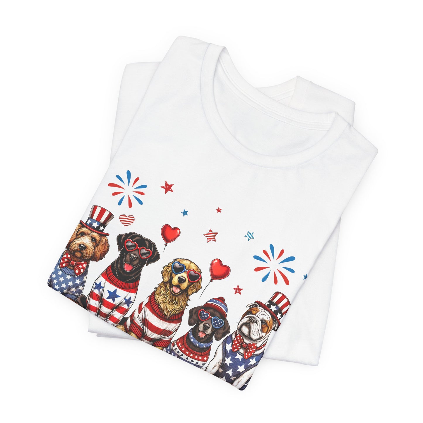 Patriotic Dogs T‑Shirt — 4th of July American Flag Pups Tee