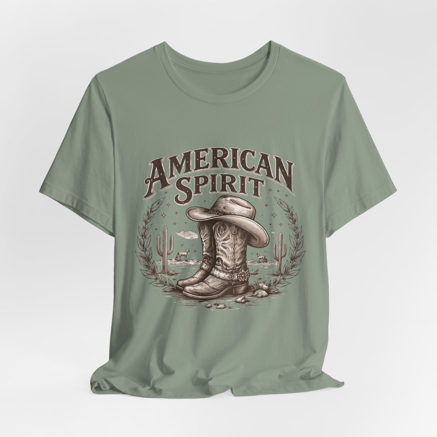 American Spirit Cowboy Tee — Western Boot & Cactus Vintage Graphic T-Shirt