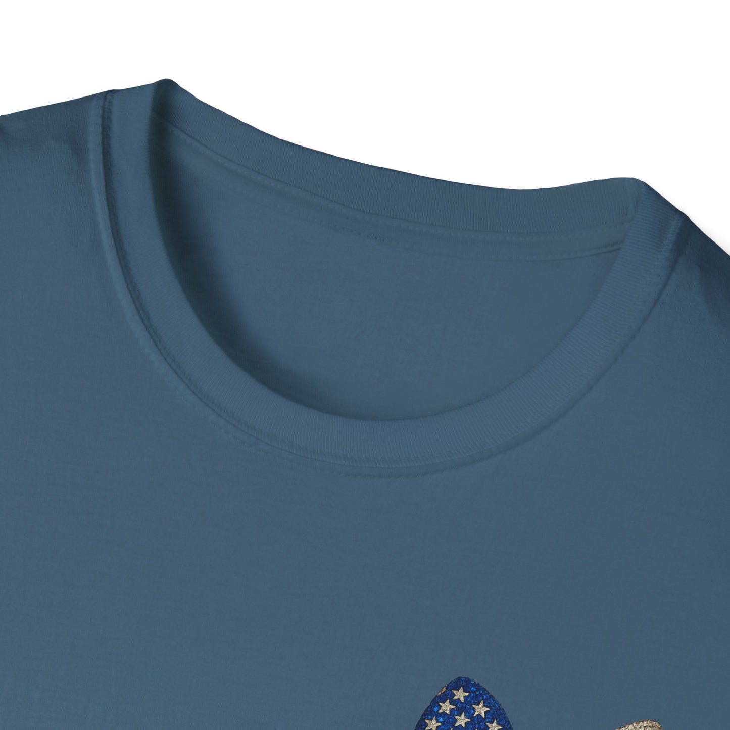 Patriotic Tee - "Land of the Free Because of the Brave" American Flag Bow