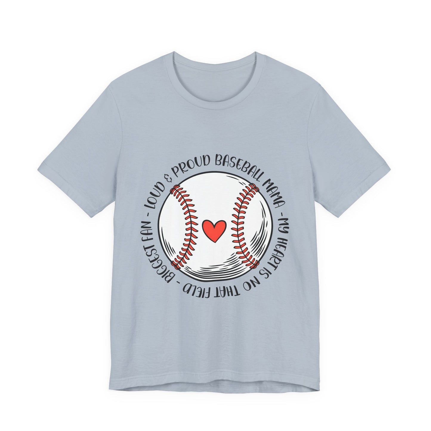 Baseball Mom Tee – Proud Baseball Mama Graphic Shirt (Heart & Stitch Design)