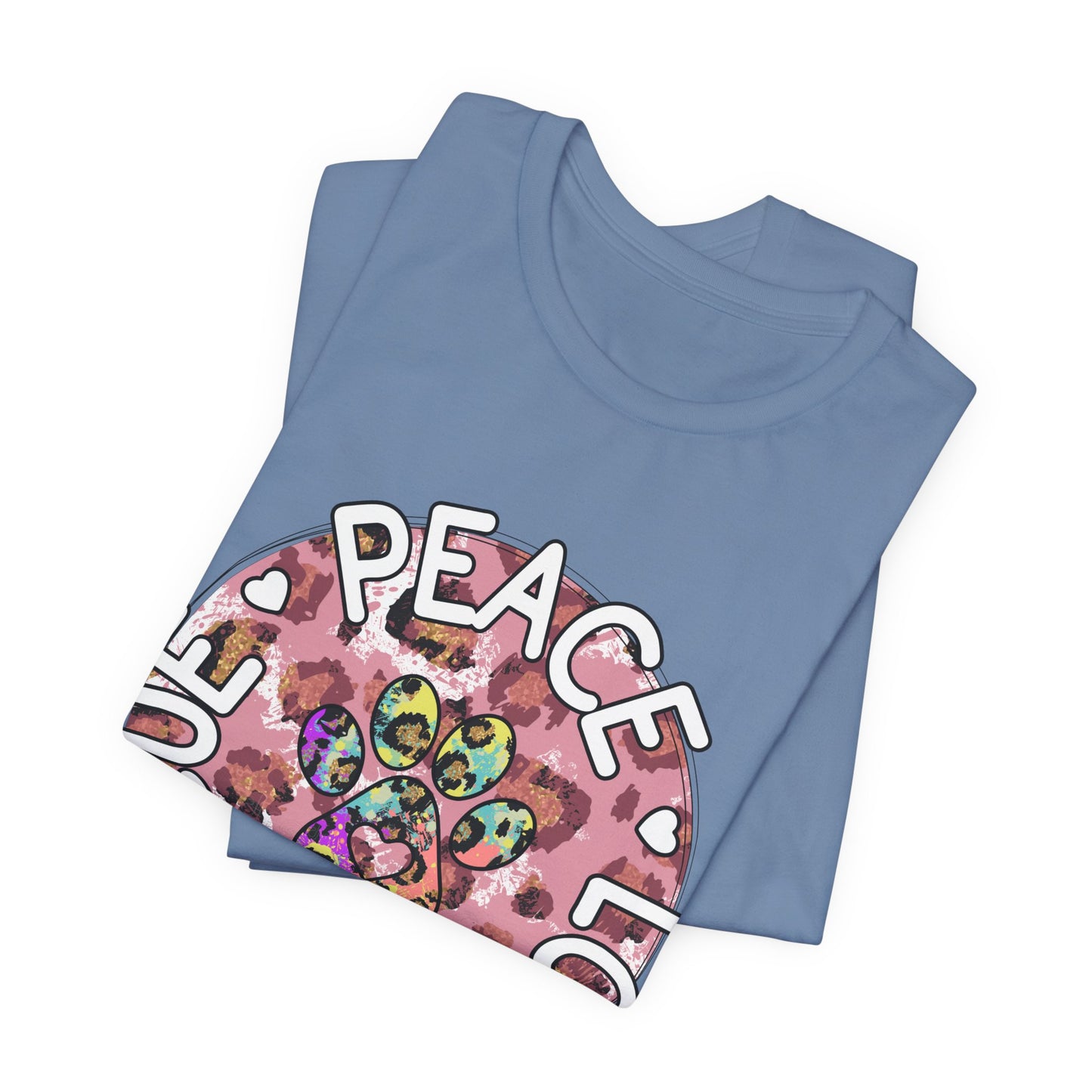 Peace Love Rescue Graphic Tee — Pet Rescue Paw Print Shirt
