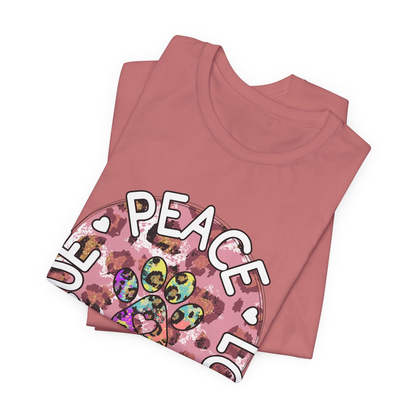 Peace Love Rescue Graphic Tee — Pet Rescue Paw Print Shirt