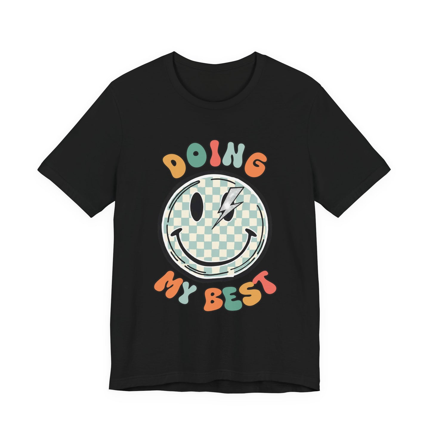 Doing My Best Smiley Tee — Retro Checkerboard Positive Message T‑Shirt