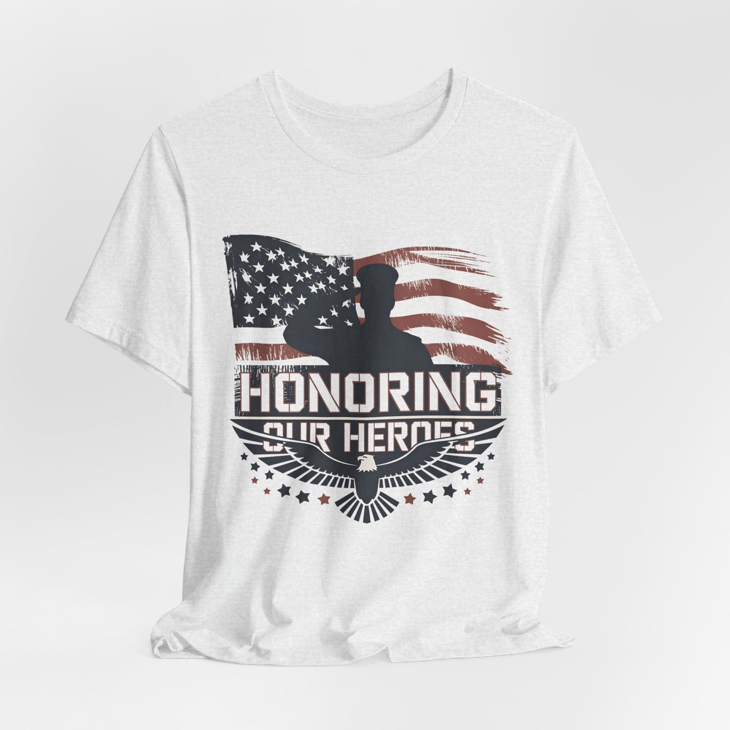 Honoring Our Heroes T-Shirt — American Flag Salute Veteran Memorial Tee