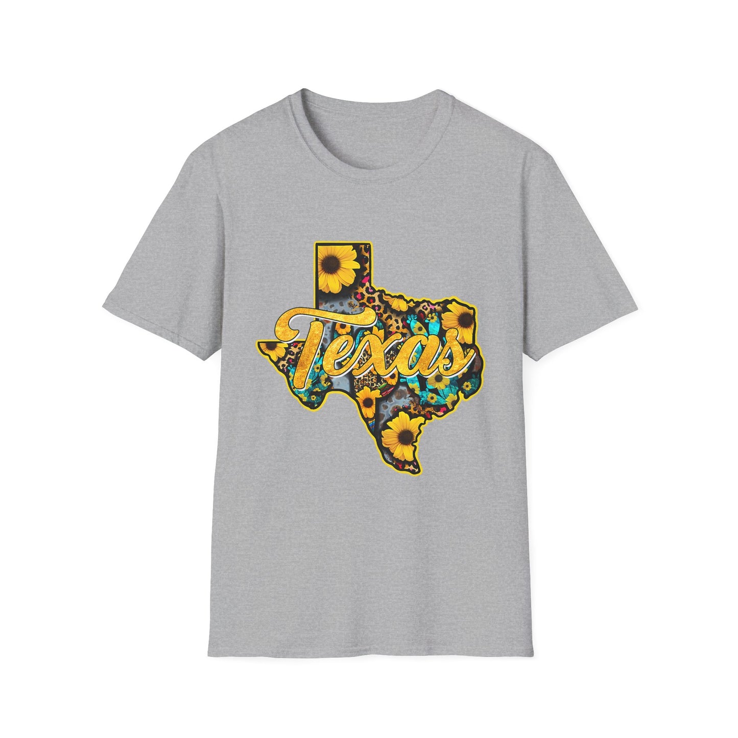 Texas Sunflower State T-Shirt — Floral Texas Map Graphic