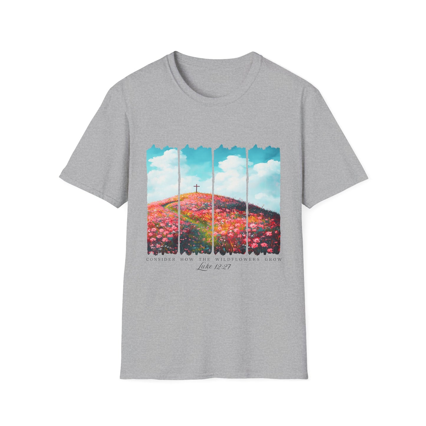 Christian Cross Meadow T-Shirt — Hope on the Hill Floral Graphic Tee