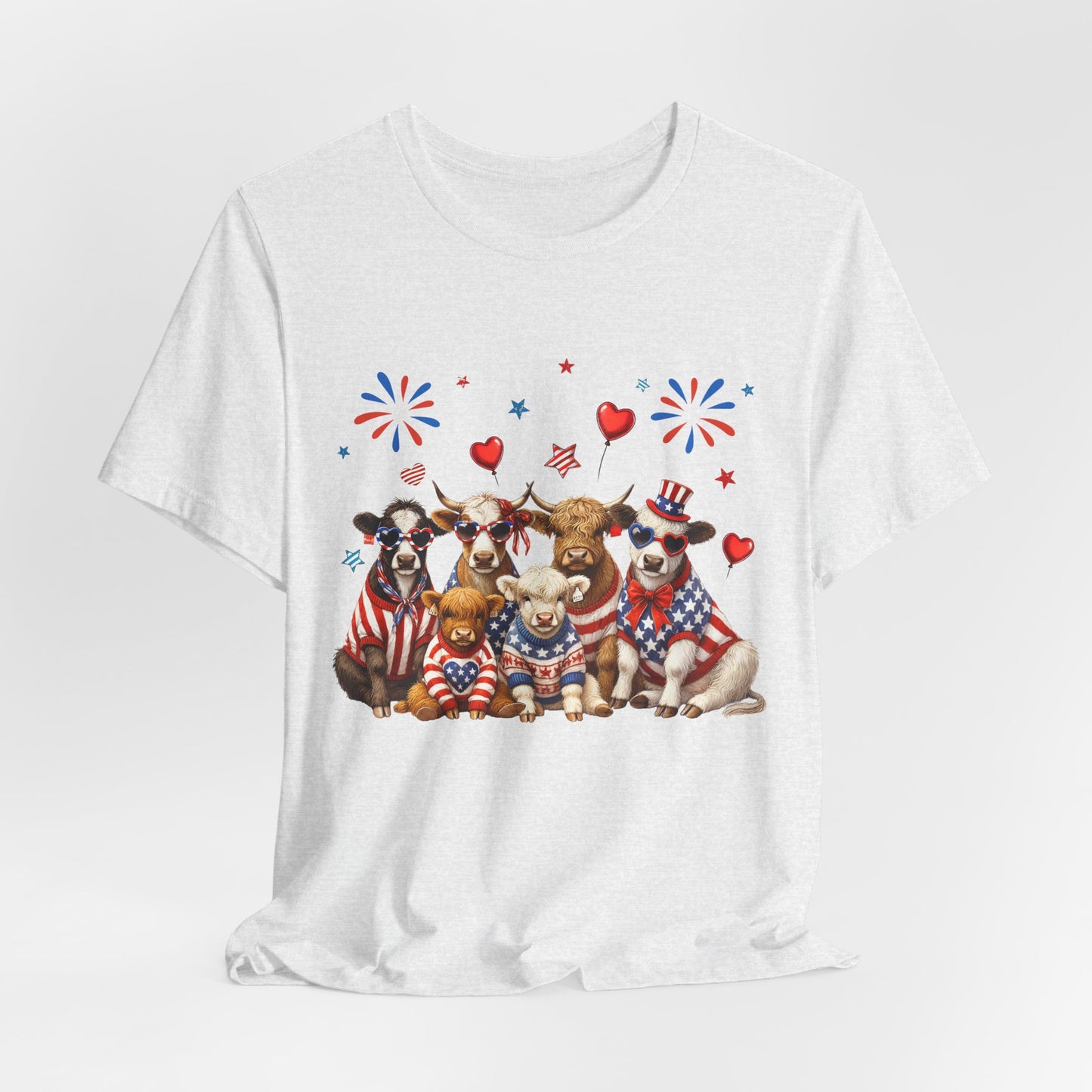 Patriotic CowsT-Shirt — Cute Cows in USA Outfit 4th of July Tee