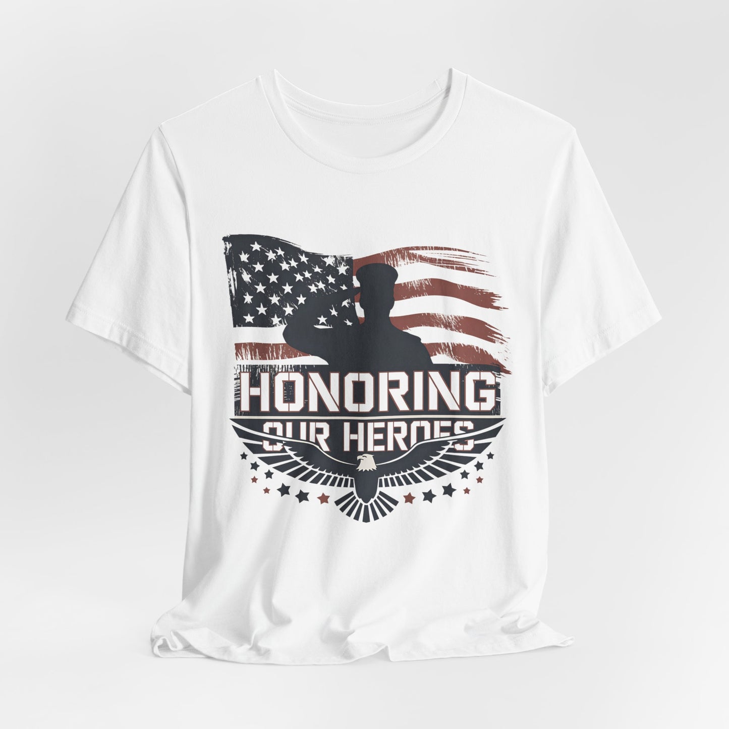 Honoring Our Heroes T-Shirt — American Flag Salute Veteran Memorial Tee
