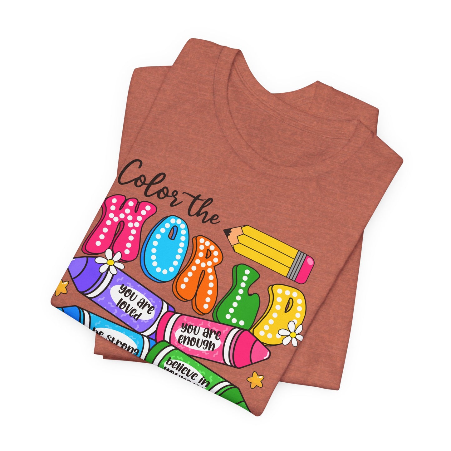 Color the World with Kindness T-Shirt — Kids & Teachers Positive Message Tee