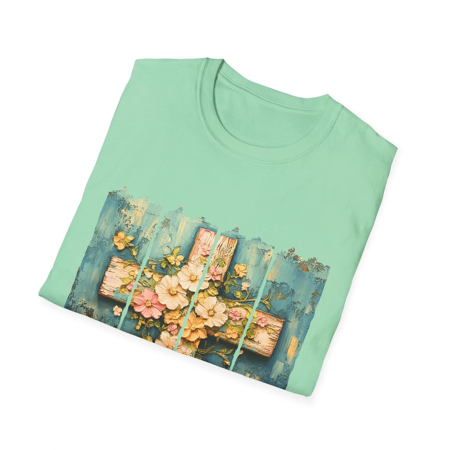 Floral Cross Christian T-Shirt — Faith, Hope & New Life Easter Tee