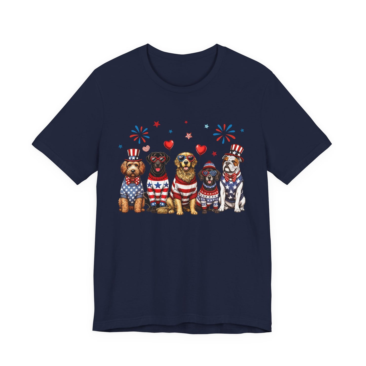 Patriotic Dogs T‑Shirt — 4th of July American Flag Pups Tee