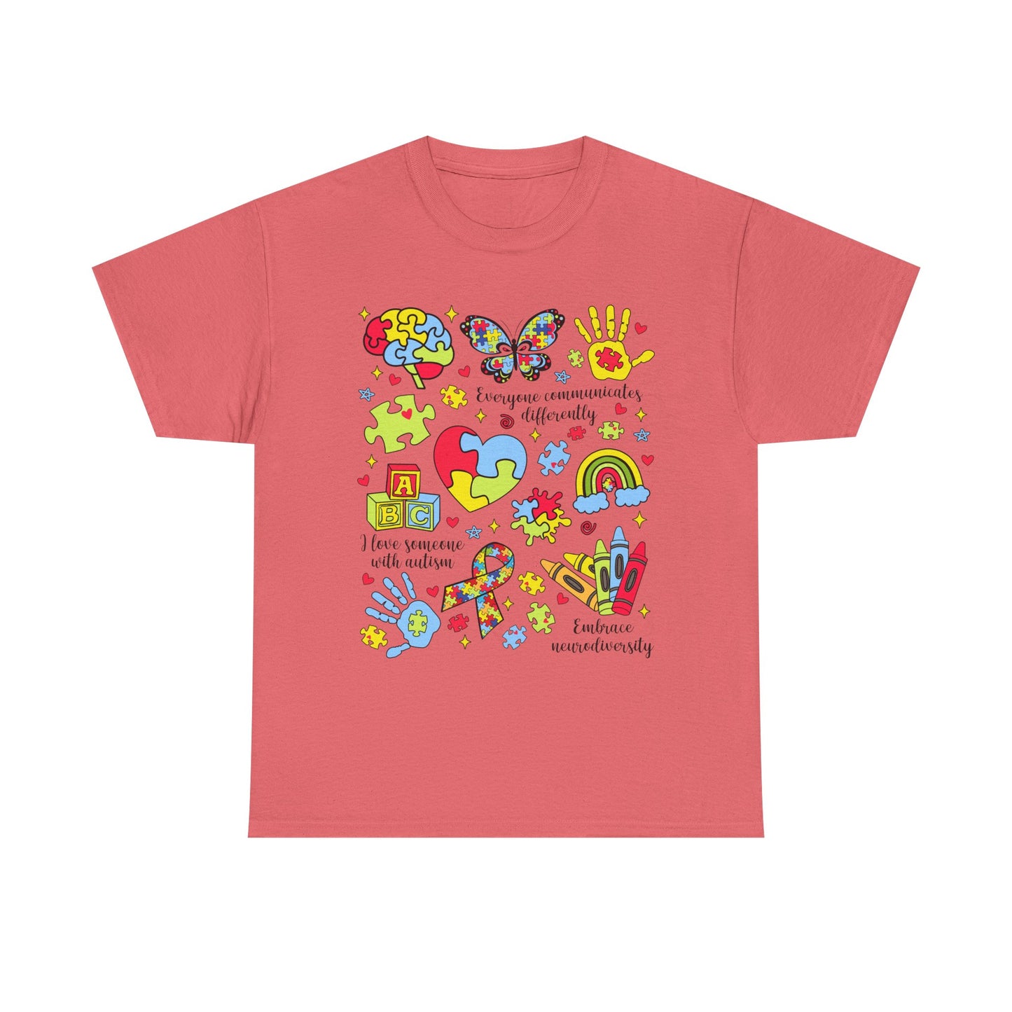Autism Awareness Graphic Tee — Colorful Puzzle Heart & Hands Design