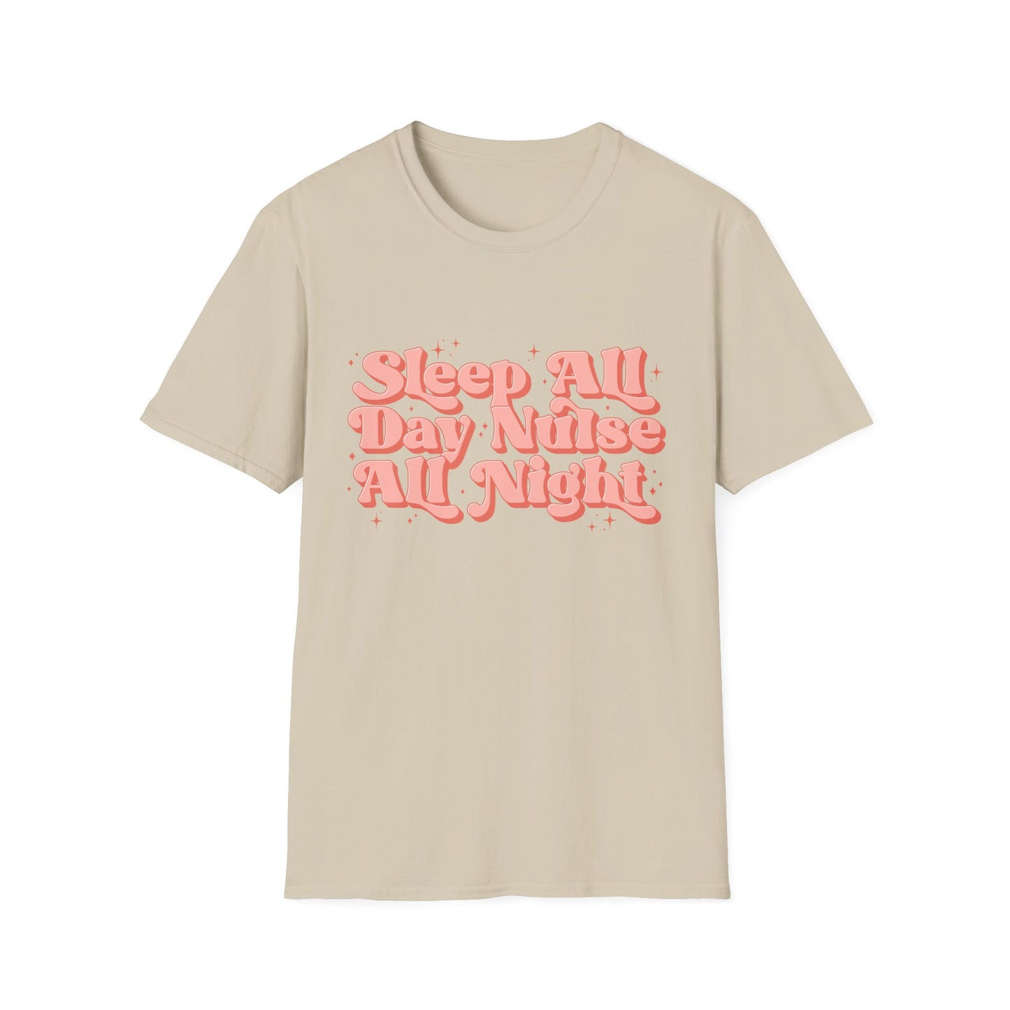 Sleep All Day Nurse All Night T-Shirt — Cute Retro Nurse Tee for Healthcare Workers