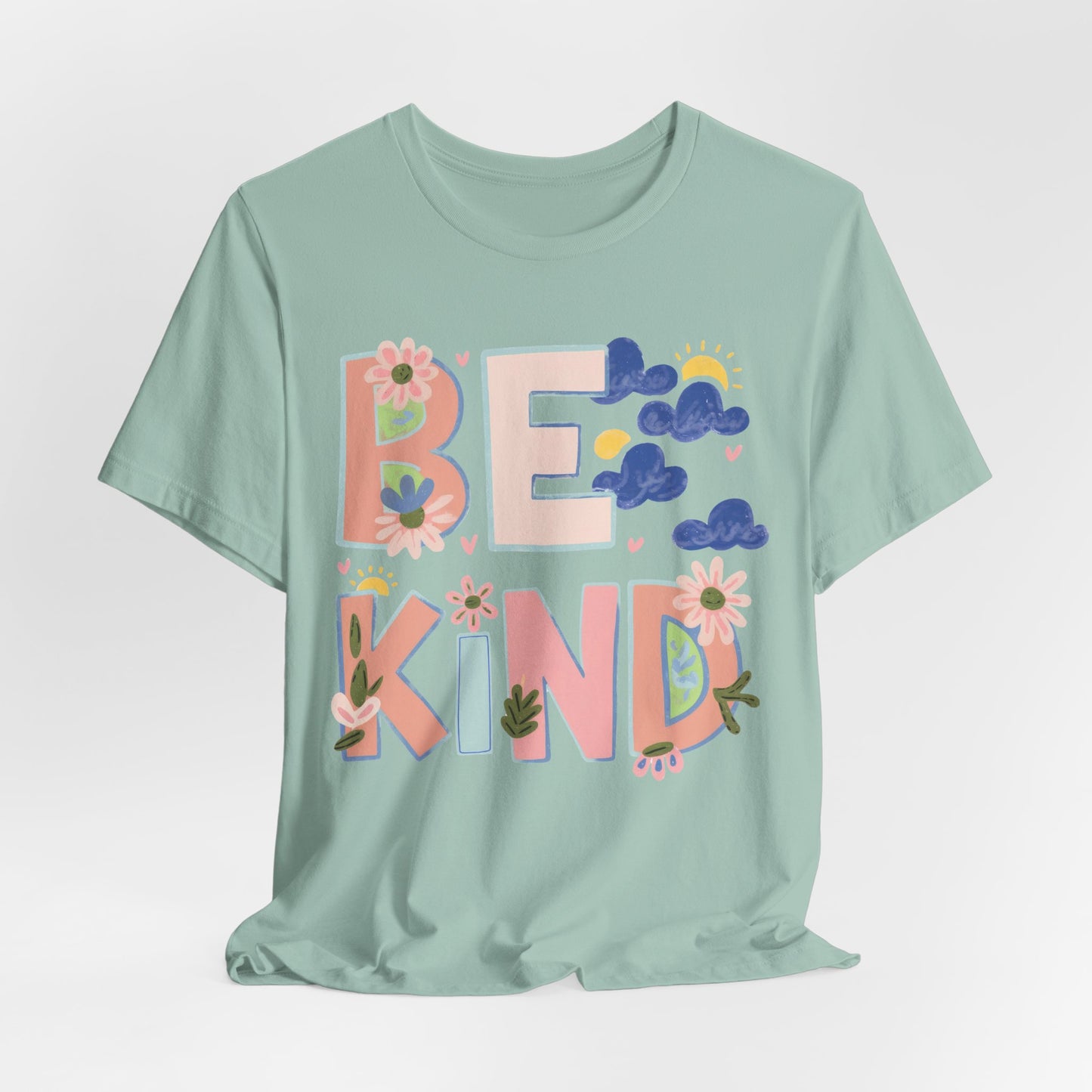 Be Kind Floral Tee — Positive Message Graphic T-Shirt