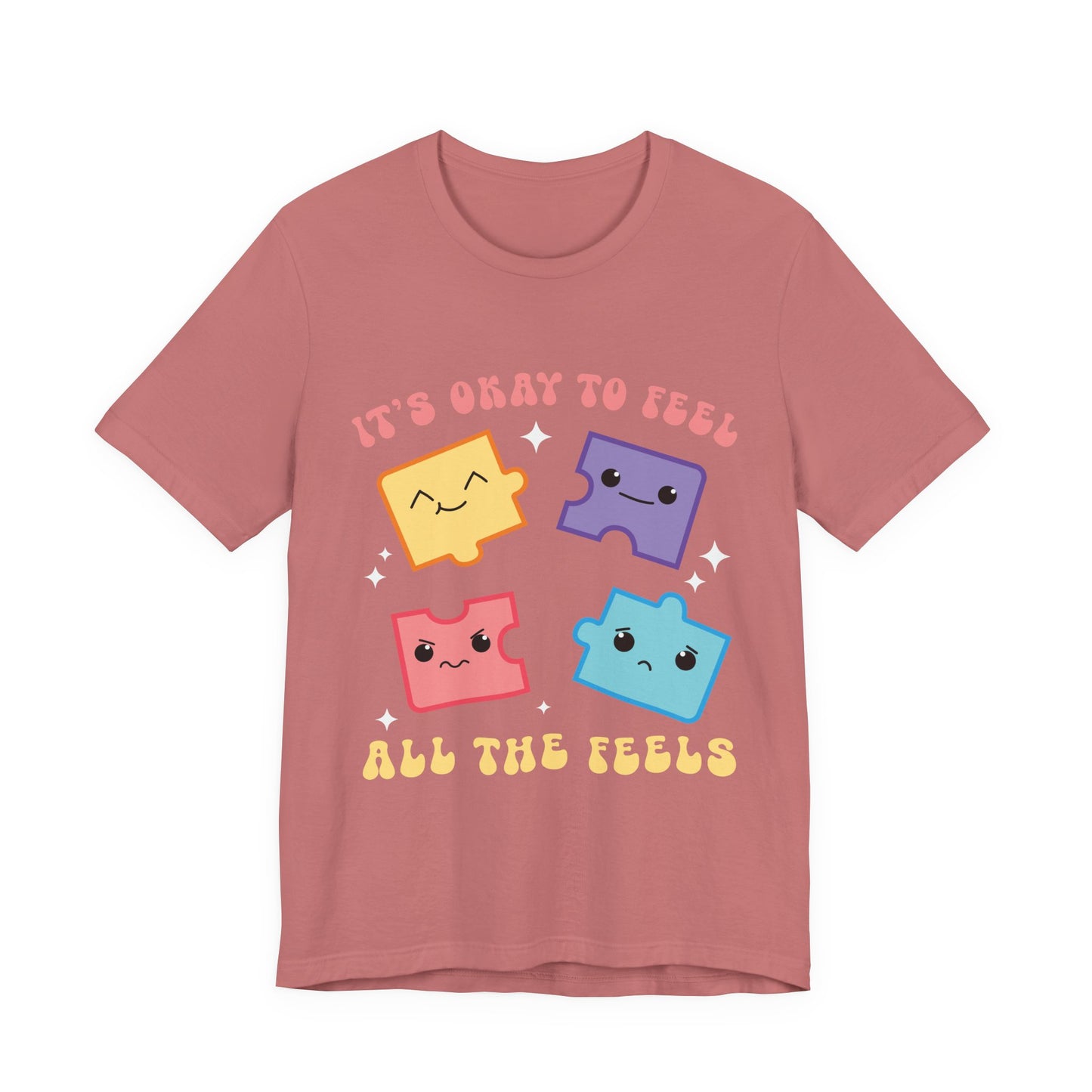 “It’s Okay to Feel” Puzzle Pieces Tee — Mental Health Awareness Comfort Shirt