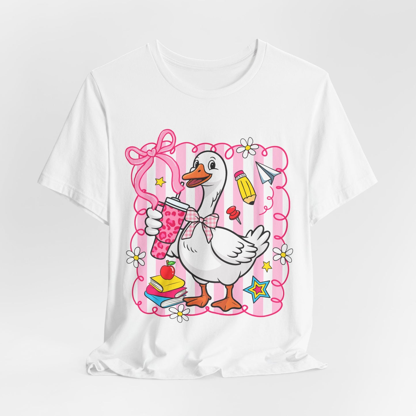 Cute Goose Graphic Tee — School Supplies Back-to-School T-Shirt