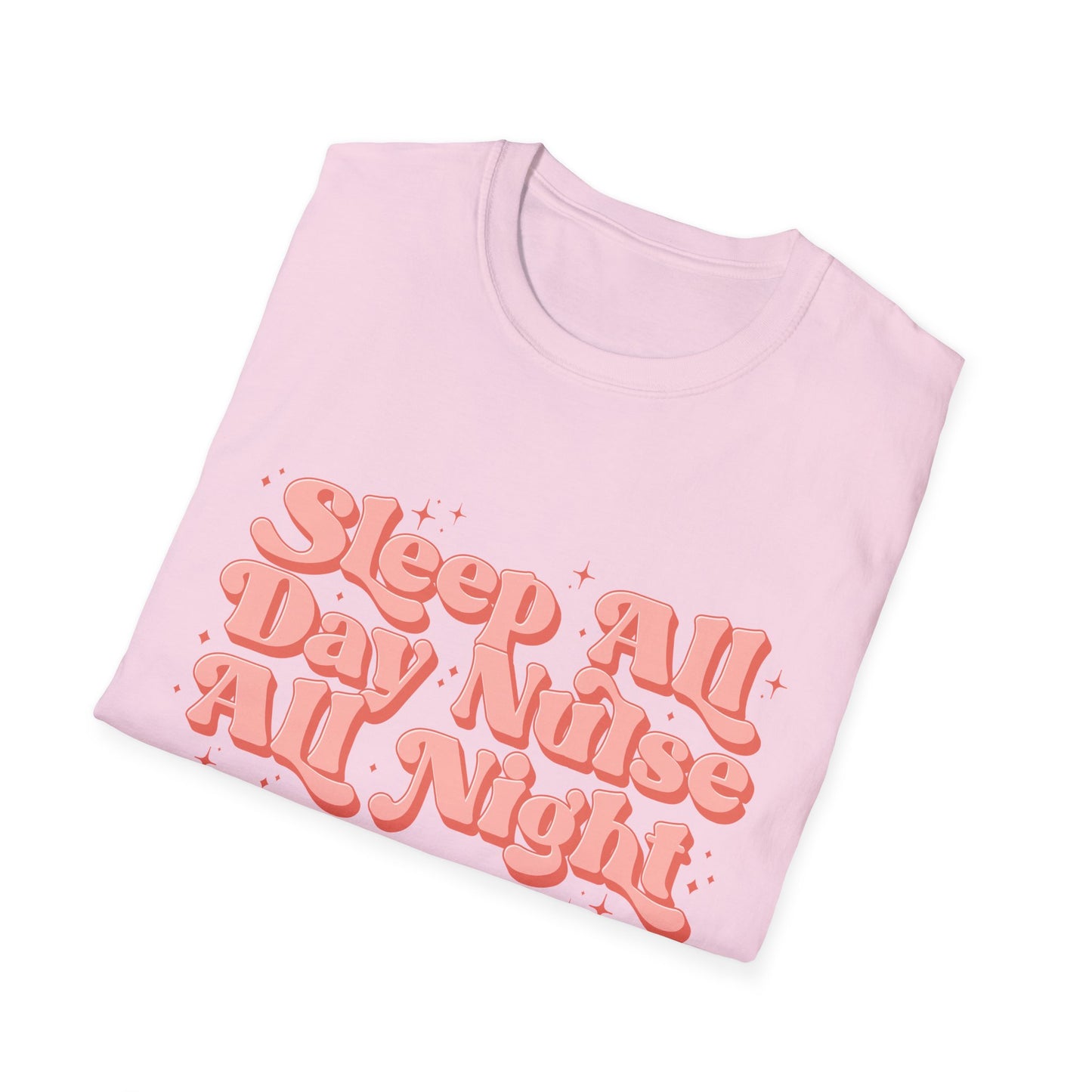 Sleep All Day Nurse All Night T-Shirt — Cute Retro Nurse Tee for Healthcare Workers