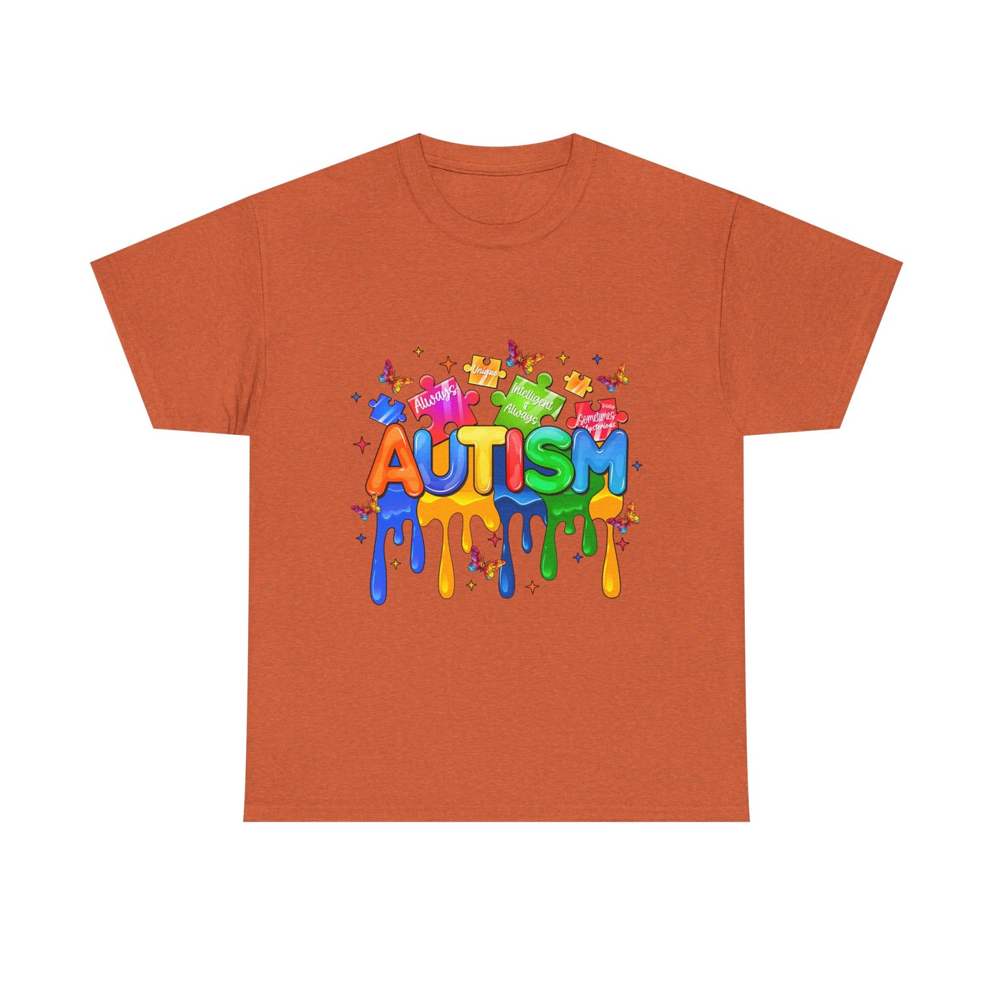 Autism Awareness Puzzle Heart T-Shirt — Colorful Drip Design