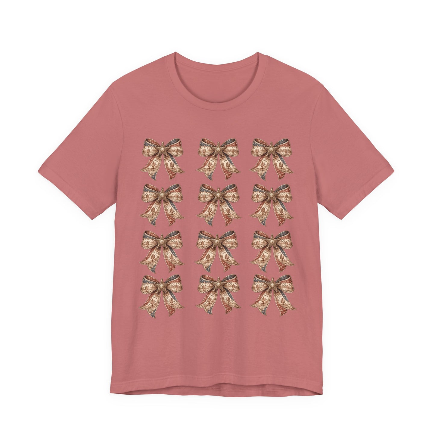 Bow Pattern Tee — Vintage Floral Ribbon Graphic Shirt