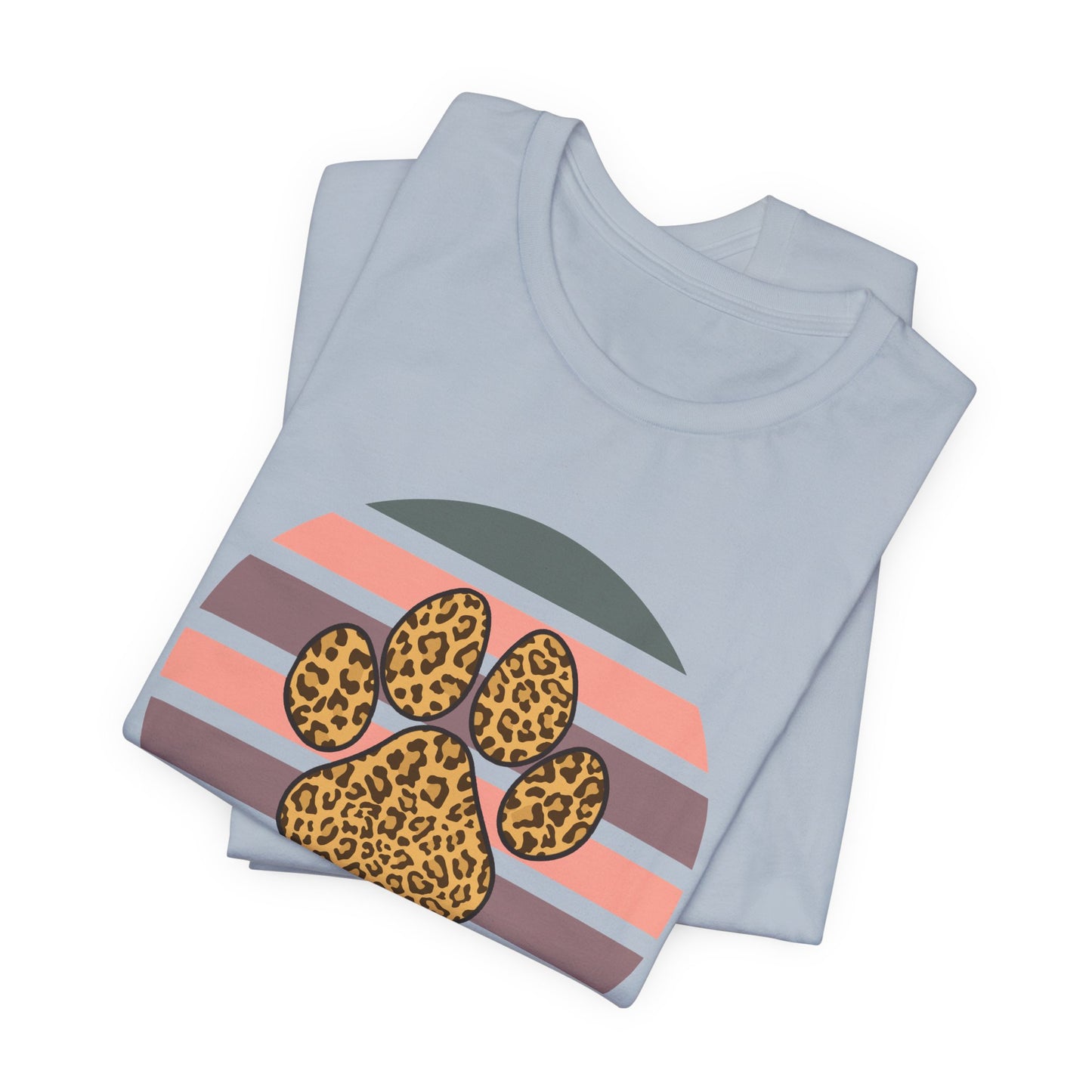 Dog Mom Leopard Paw Tee — Retro Striped Pet Lover T‑Shirt
