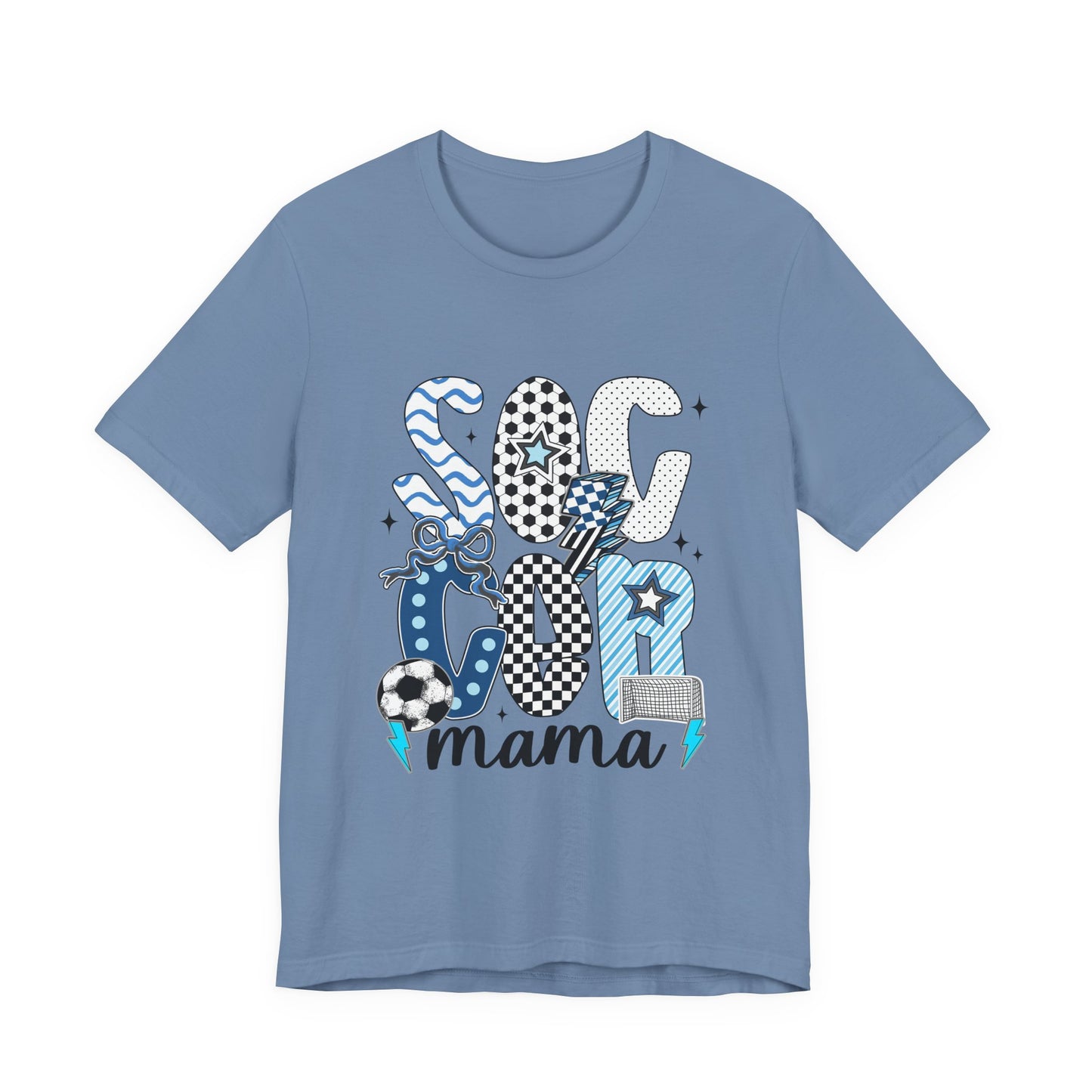 Soccer Mama Graphic Tee — 'Soccer Mama' Blue Patterned Design
