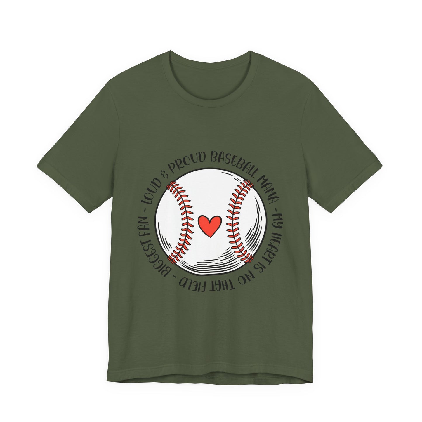 Baseball Mom Tee – Proud Baseball Mama Graphic Shirt (Heart & Stitch Design)
