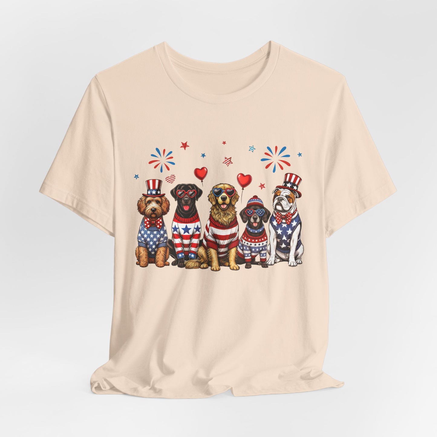 Patriotic Dogs T‑Shirt — 4th of July American Flag Pups Tee