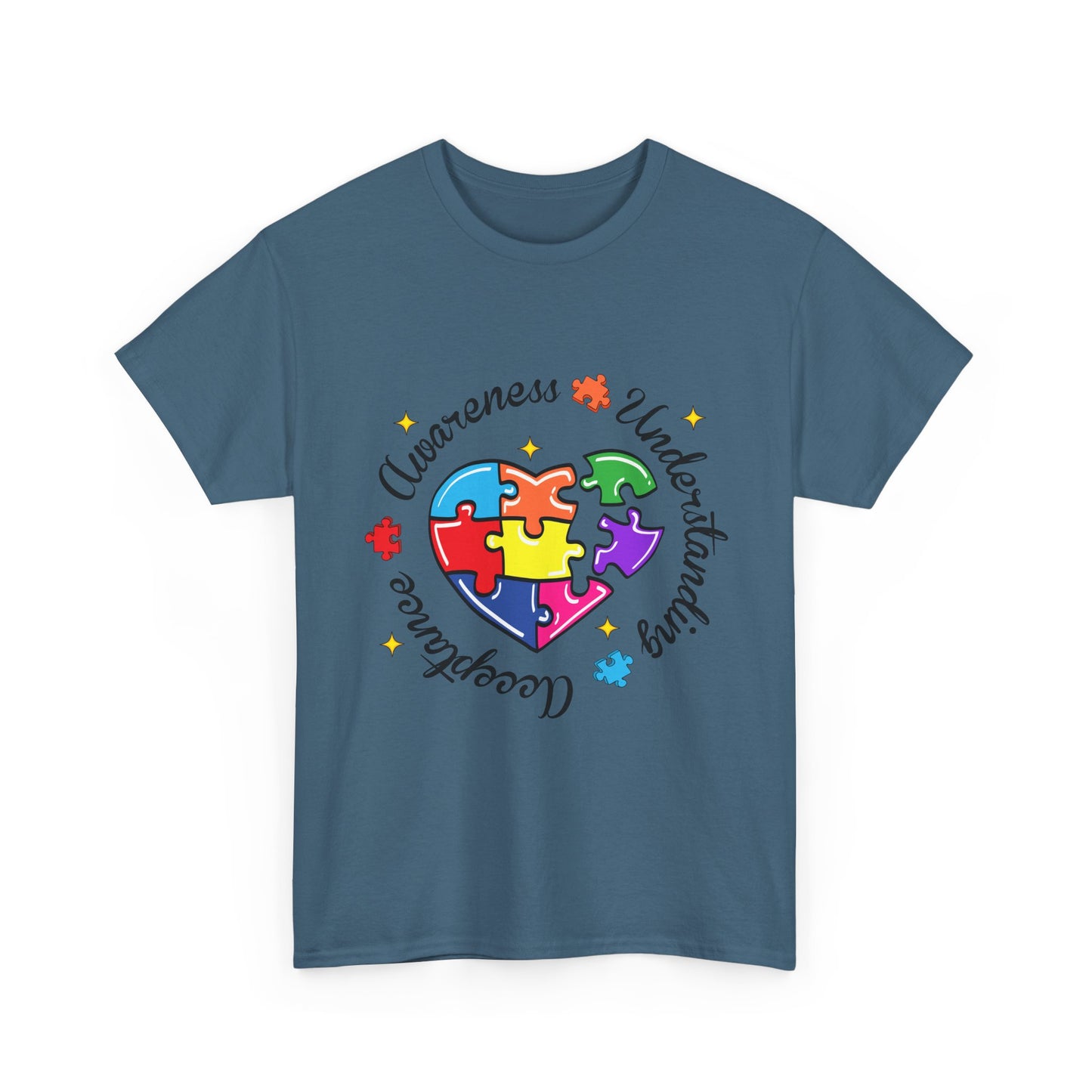 Autism Awareness Puzzle Heart T-Shirt – 'Awareness, Understanding, Acceptance'