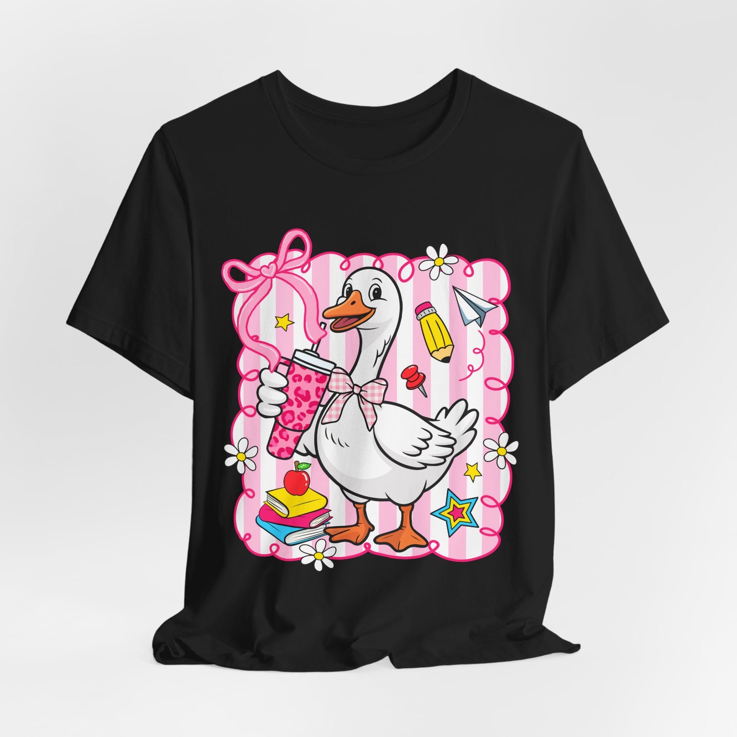 Cute Goose Graphic Tee — School Supplies Back-to-School T-Shirt