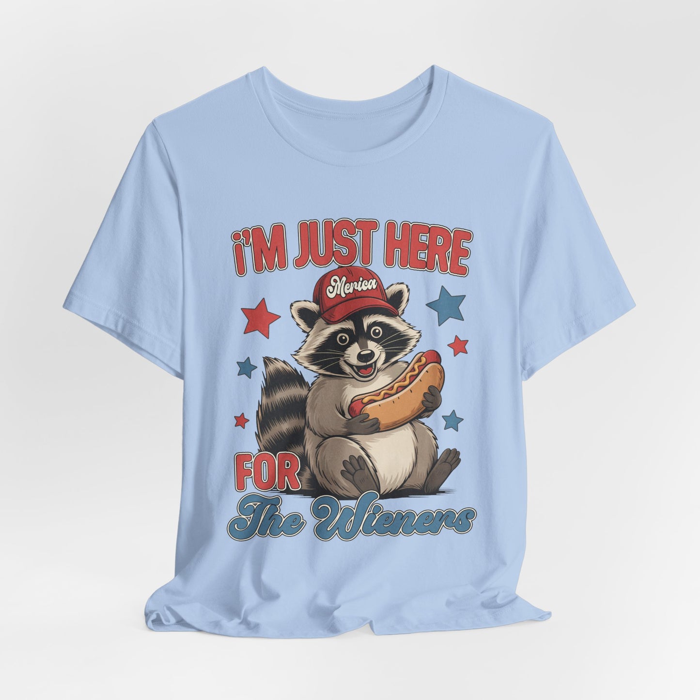 Patriotic Raccoon Hot Dog Tee — “I'm Just Here For The Winans” Graphic T-Shirt