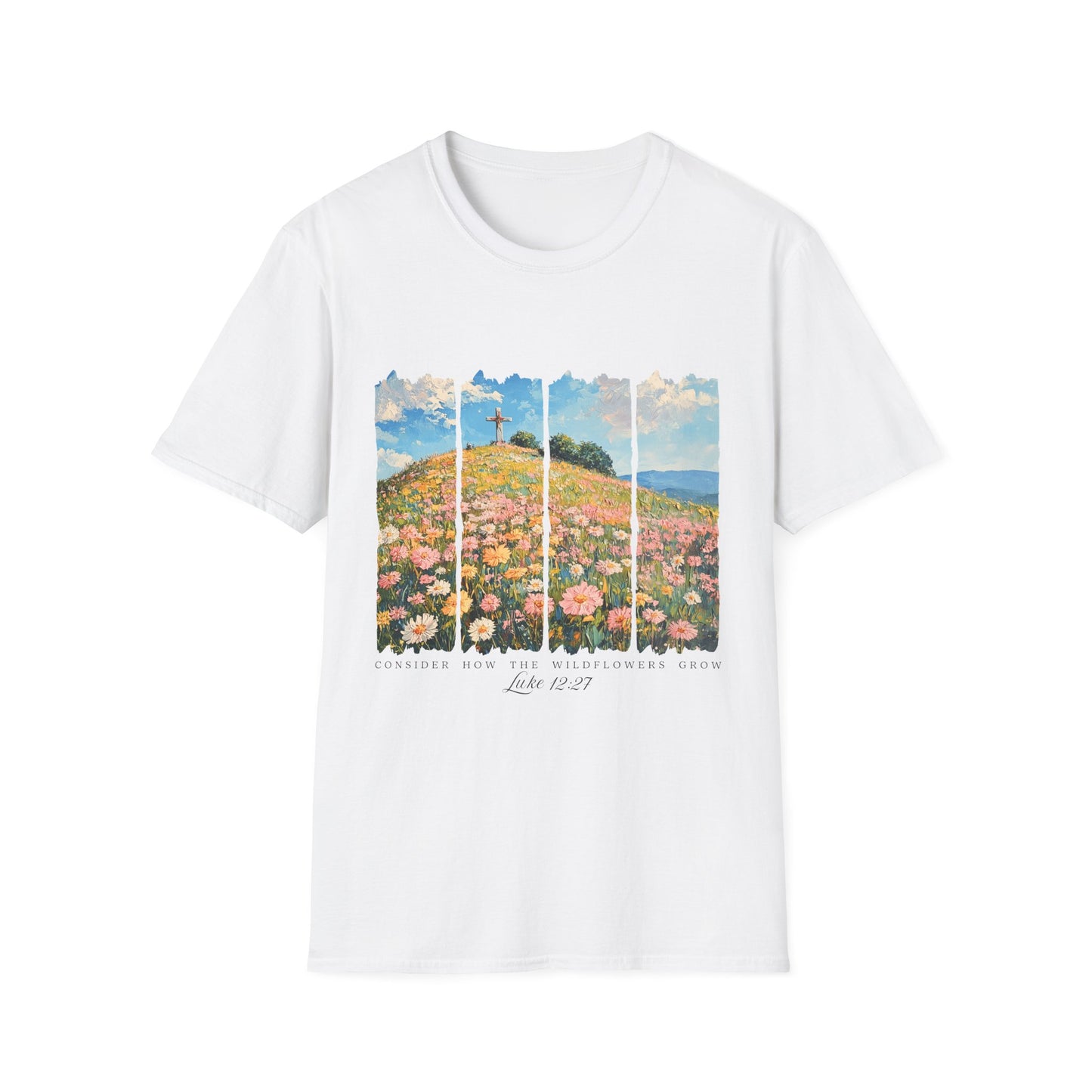 Wildflower Hills Scenic Tee — 'Live in It' Landscape Graphic T-Shirt