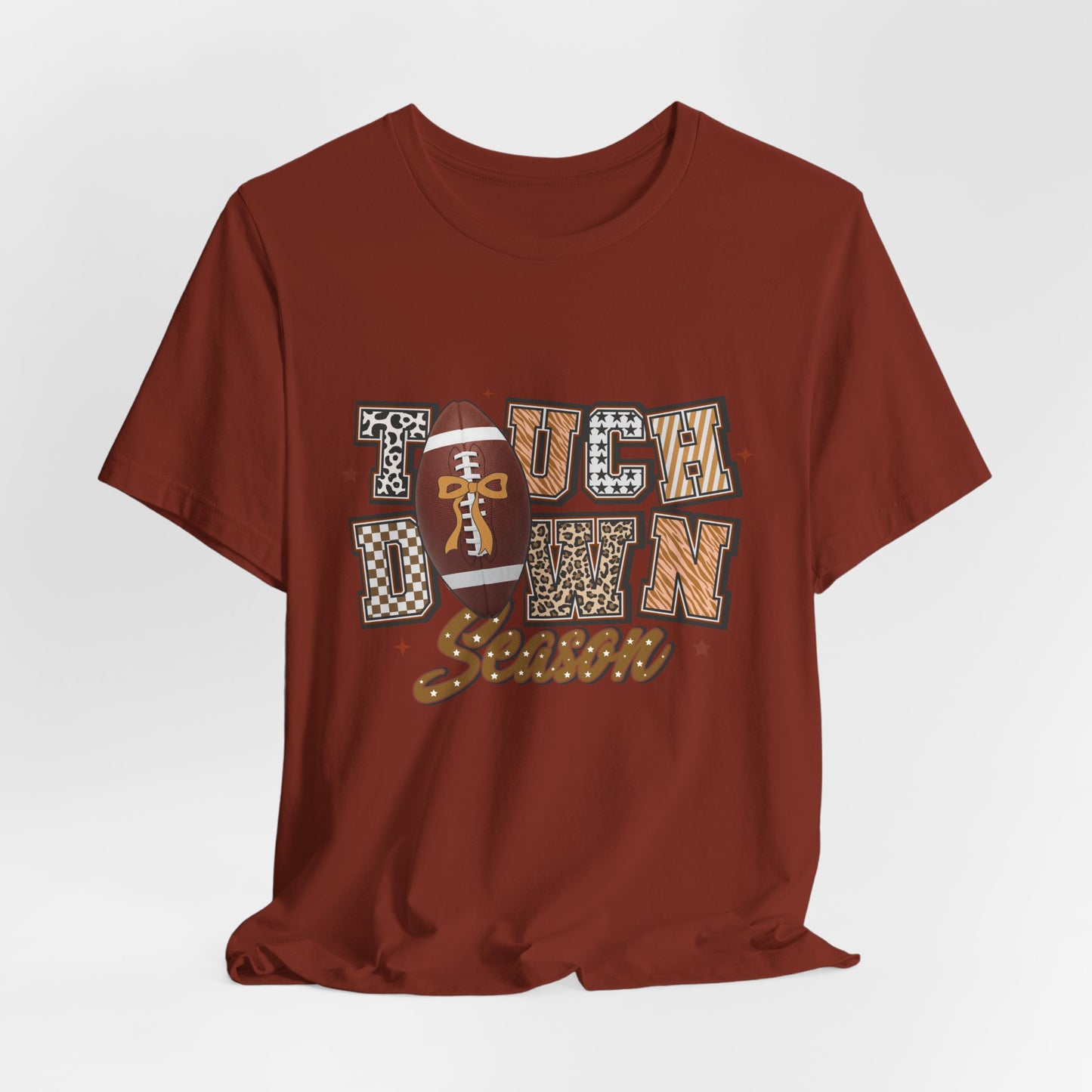 Touchdown Season Football T-Shirt — Retro Brown Leopard Print Design