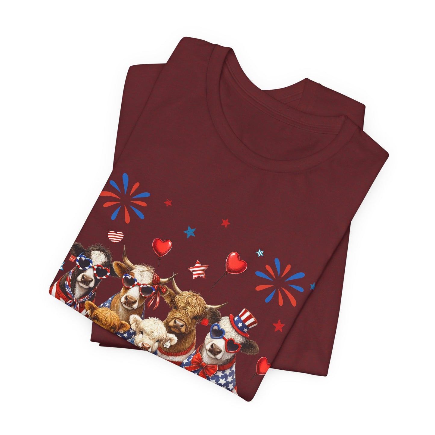 Patriotic CowsT-Shirt — Cute Cows in USA Outfit 4th of July Tee