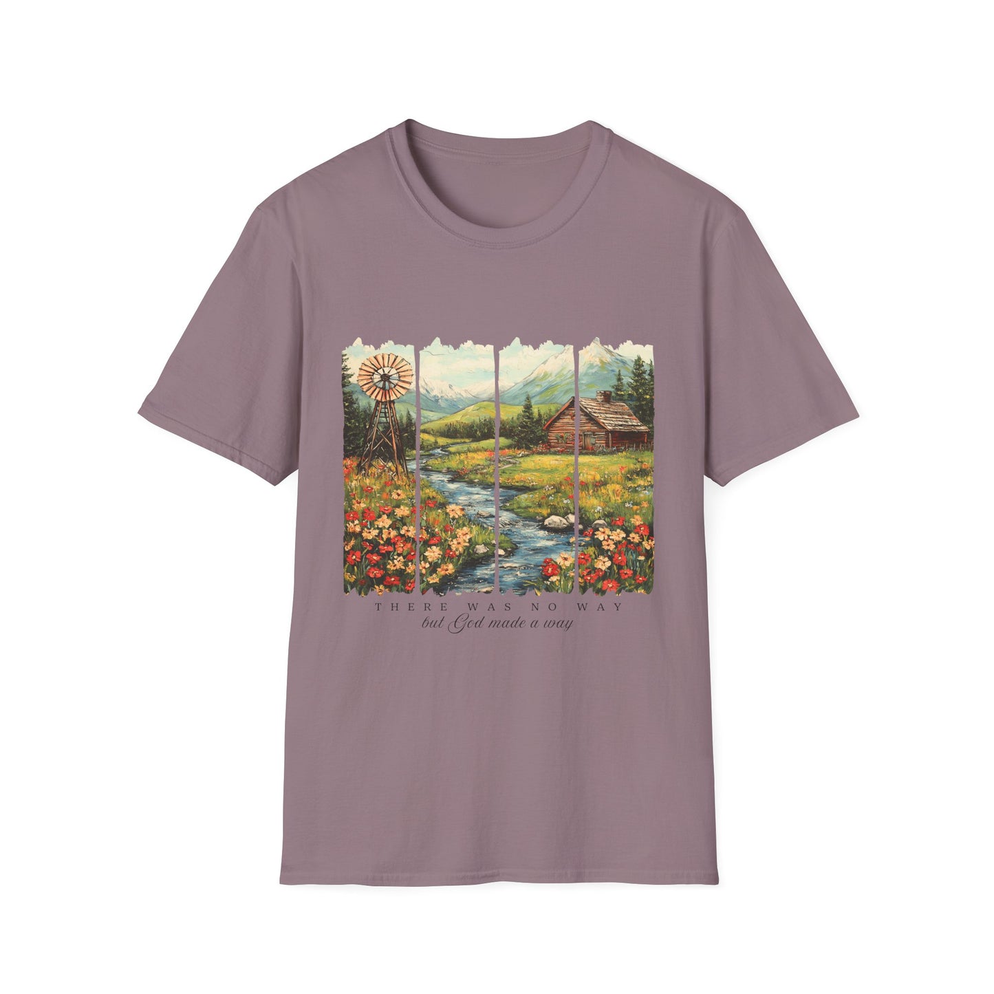 Scenic Windowpane Cabin T-Shirt — 'I Am But A Child Made of Stars' Nature Graphic Tee