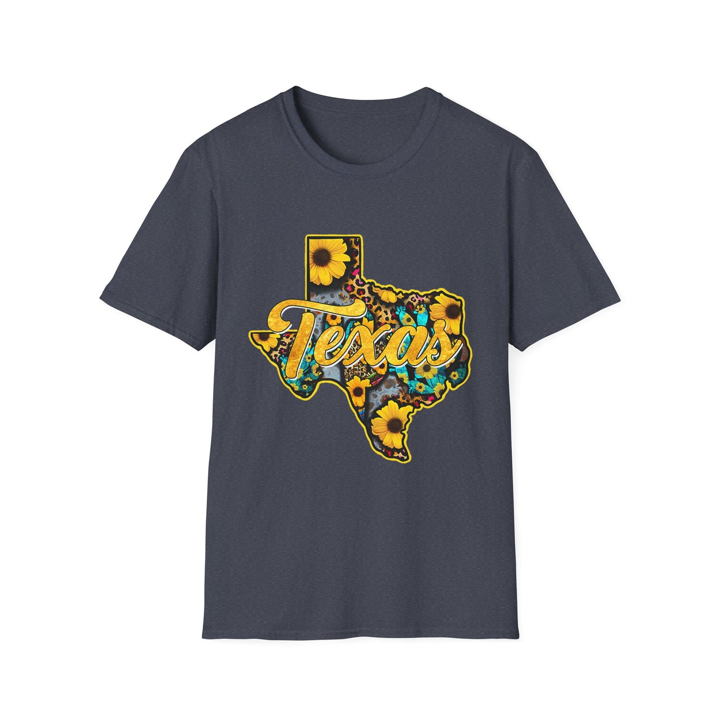 Texas Sunflower State T-Shirt — Floral Texas Map Graphic