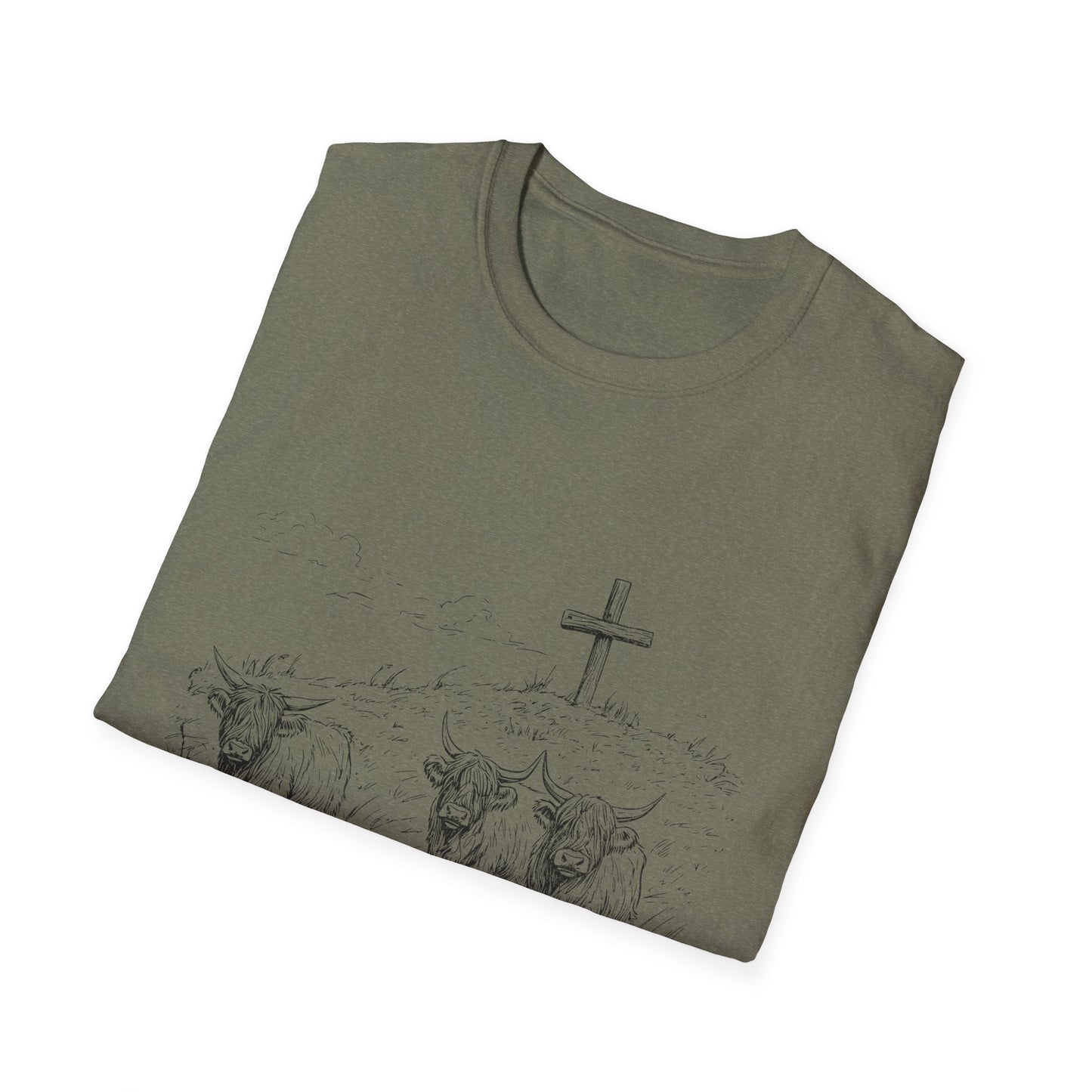 Christian Cross & Oxen T-Shirt — “Follow the Sword, Not the Herd” Faith Graphic Tee
