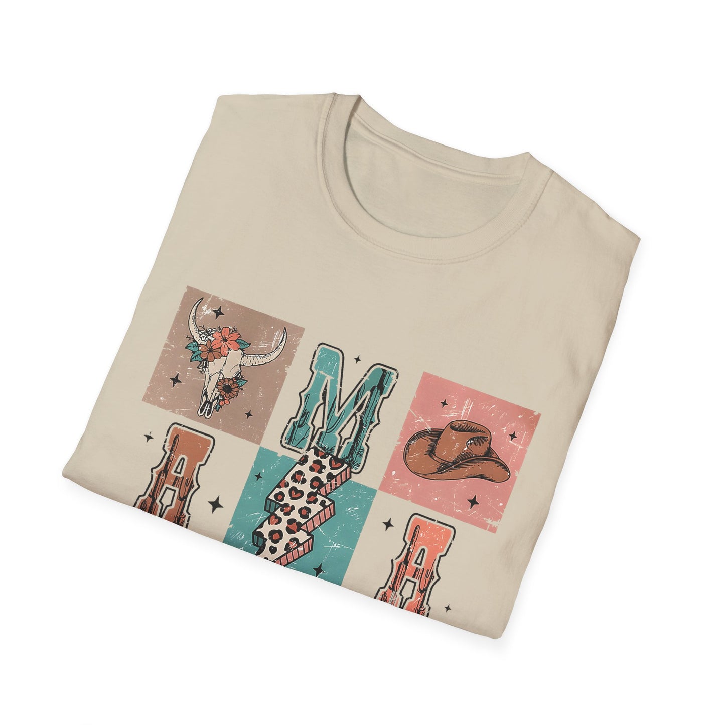 Mama Western Graphic T-Shirt — Cowgirl Boots, Hat & Floral Block Design