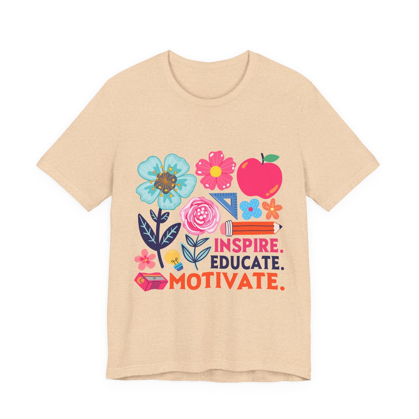Teacher Floral Tee — Inspire. Educate. Motivate. Short Sleeve