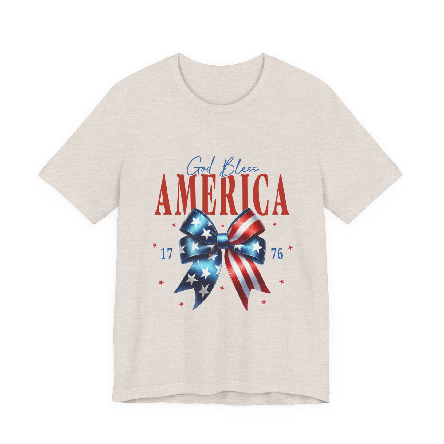 God Bless America Bow T-Shirt — Patriotic 1776 Fourth of July Tee