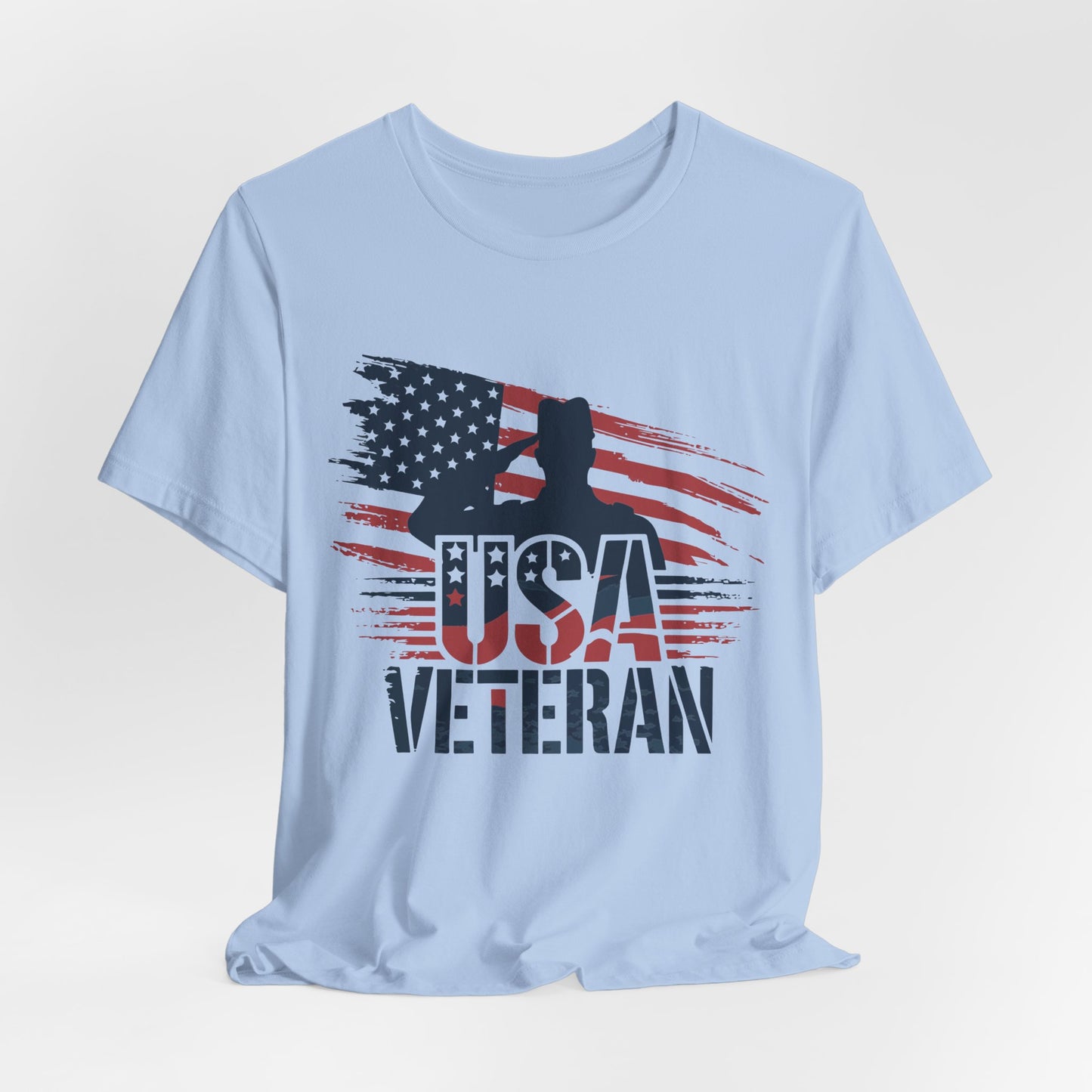 USA Veteran T-Shirt – American Flag Silhouette Patriotic Tee