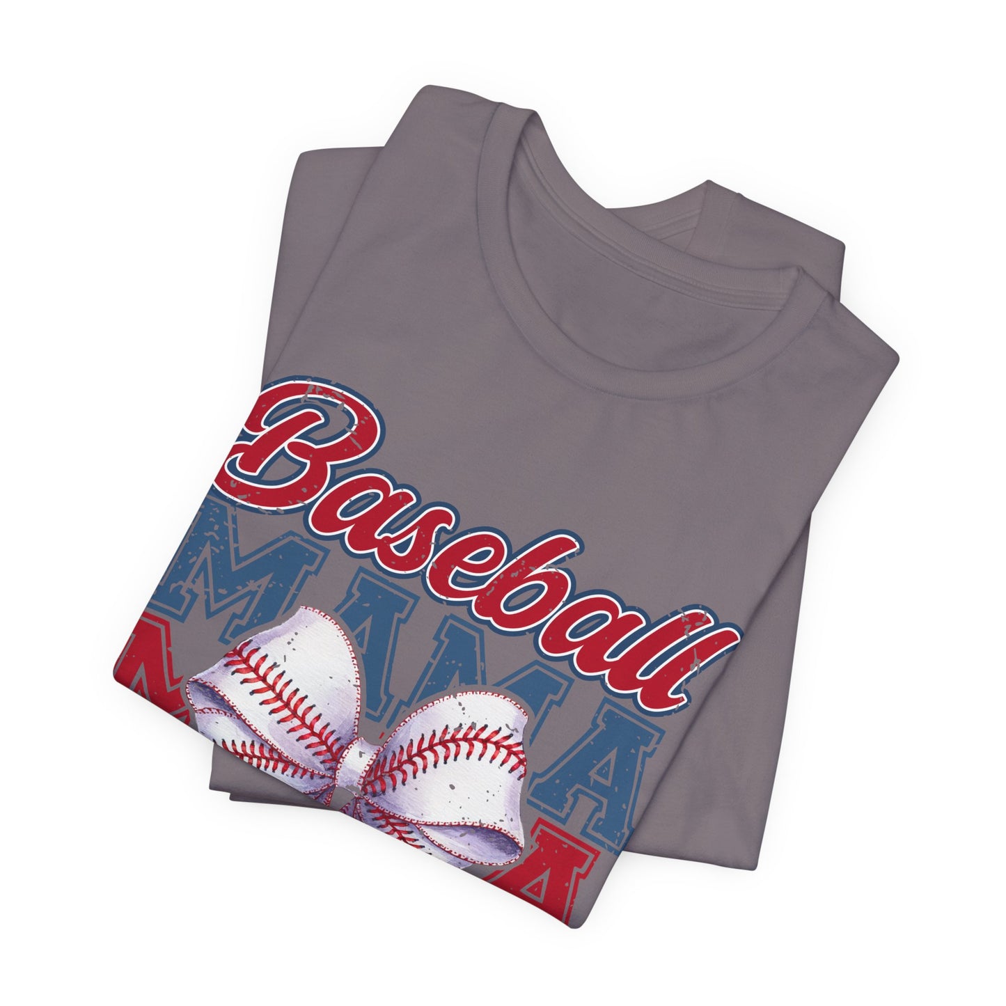 Baseball Mama Tee – Patriotic Bow Soft Cotton T‑Shirt for Baseball Moms