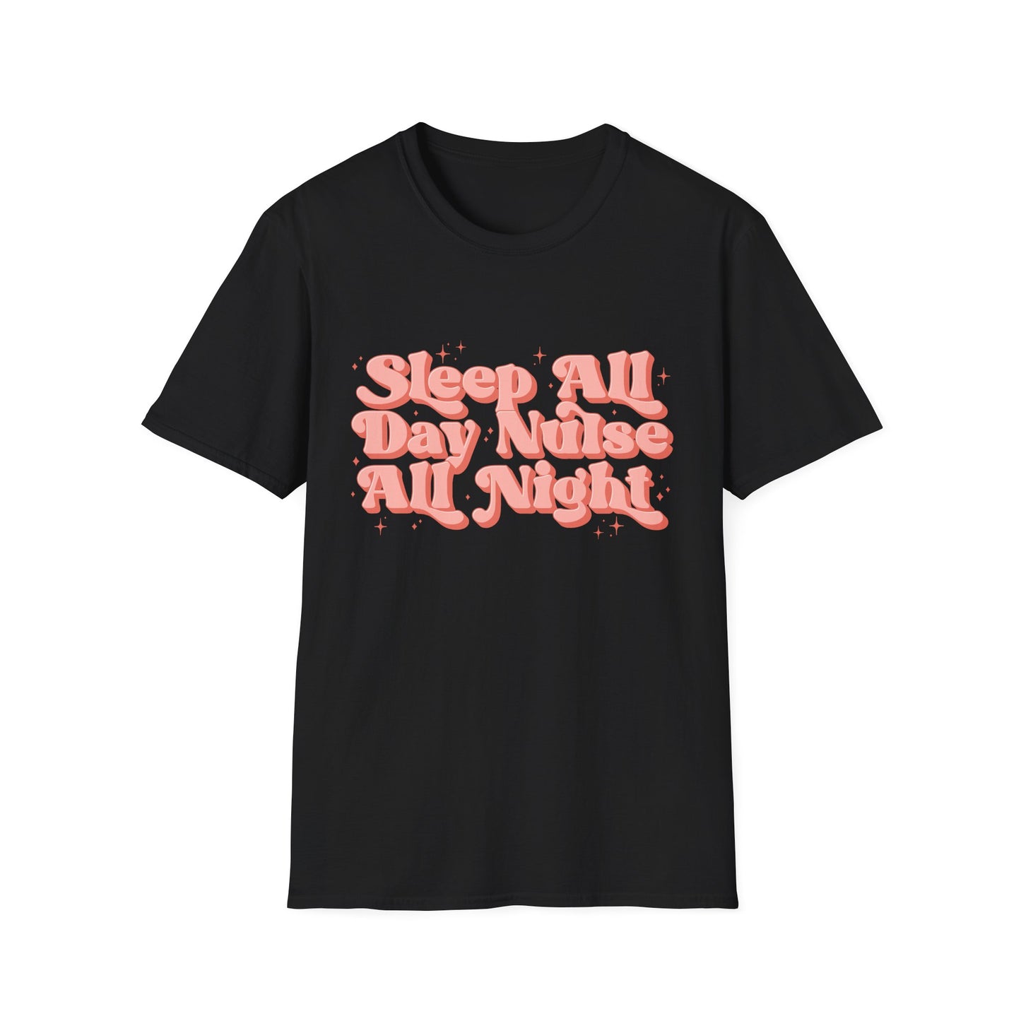 Sleep All Day Nurse All Night T-Shirt — Cute Retro Nurse Tee for Healthcare Workers