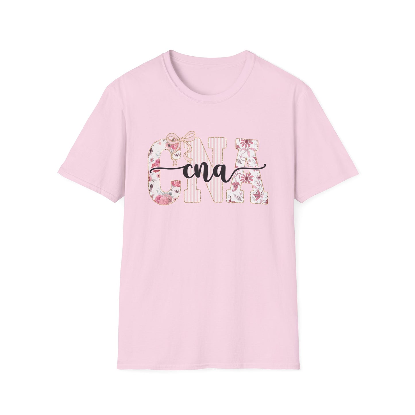 CNA Floral Monogram T-Shirt — Nurse CNA Gift, Pink Floral CNA Tee