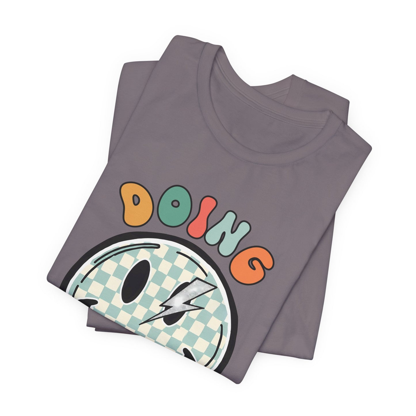 Doing My Best Smiley Tee — Retro Checkerboard Positive Message T‑Shirt