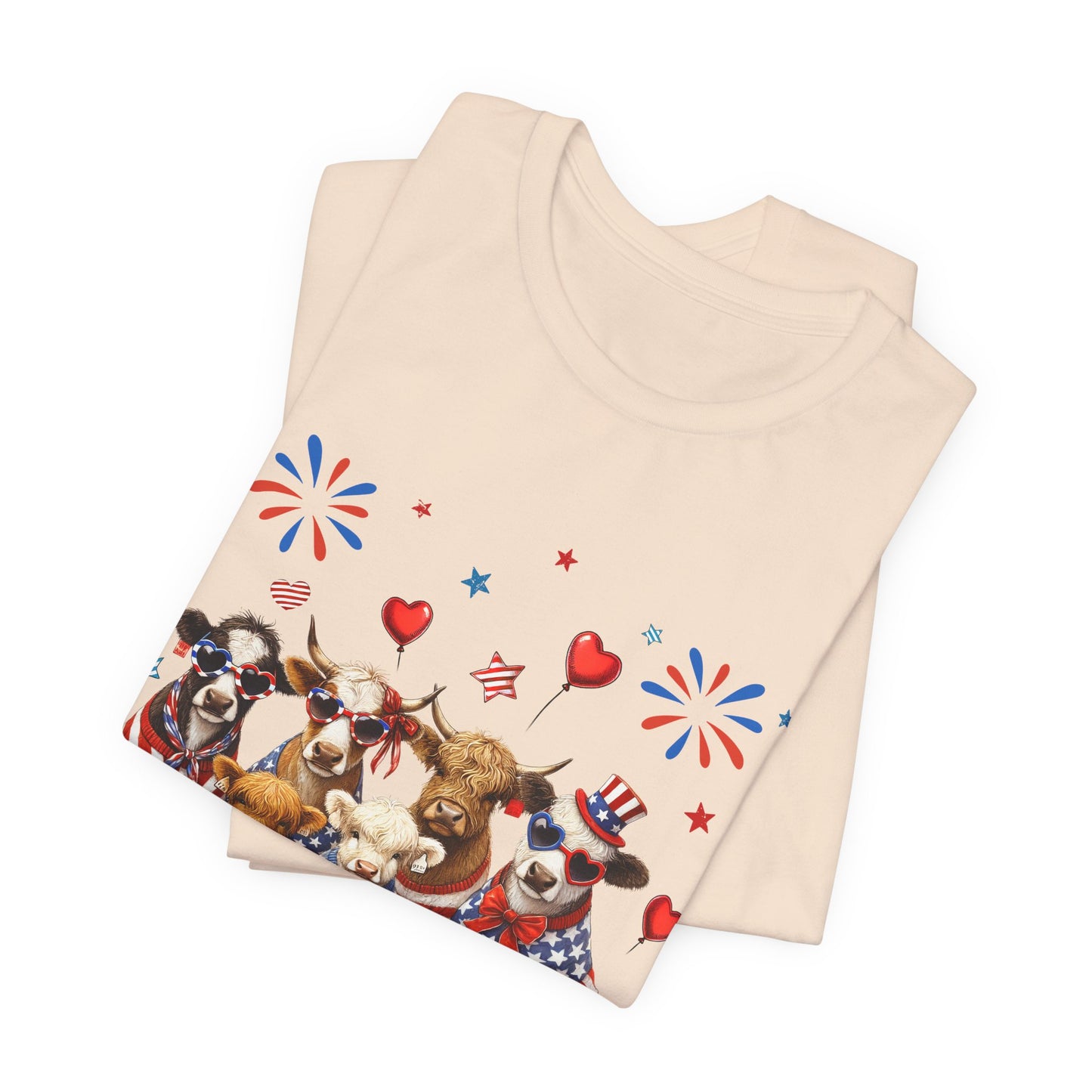 Patriotic CowsT-Shirt — Cute Cows in USA Outfit 4th of July Tee