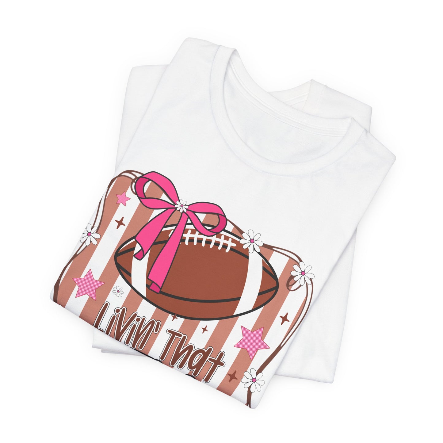 Football Mom Life T-Shirt — Pink Bow Football Mom Tee