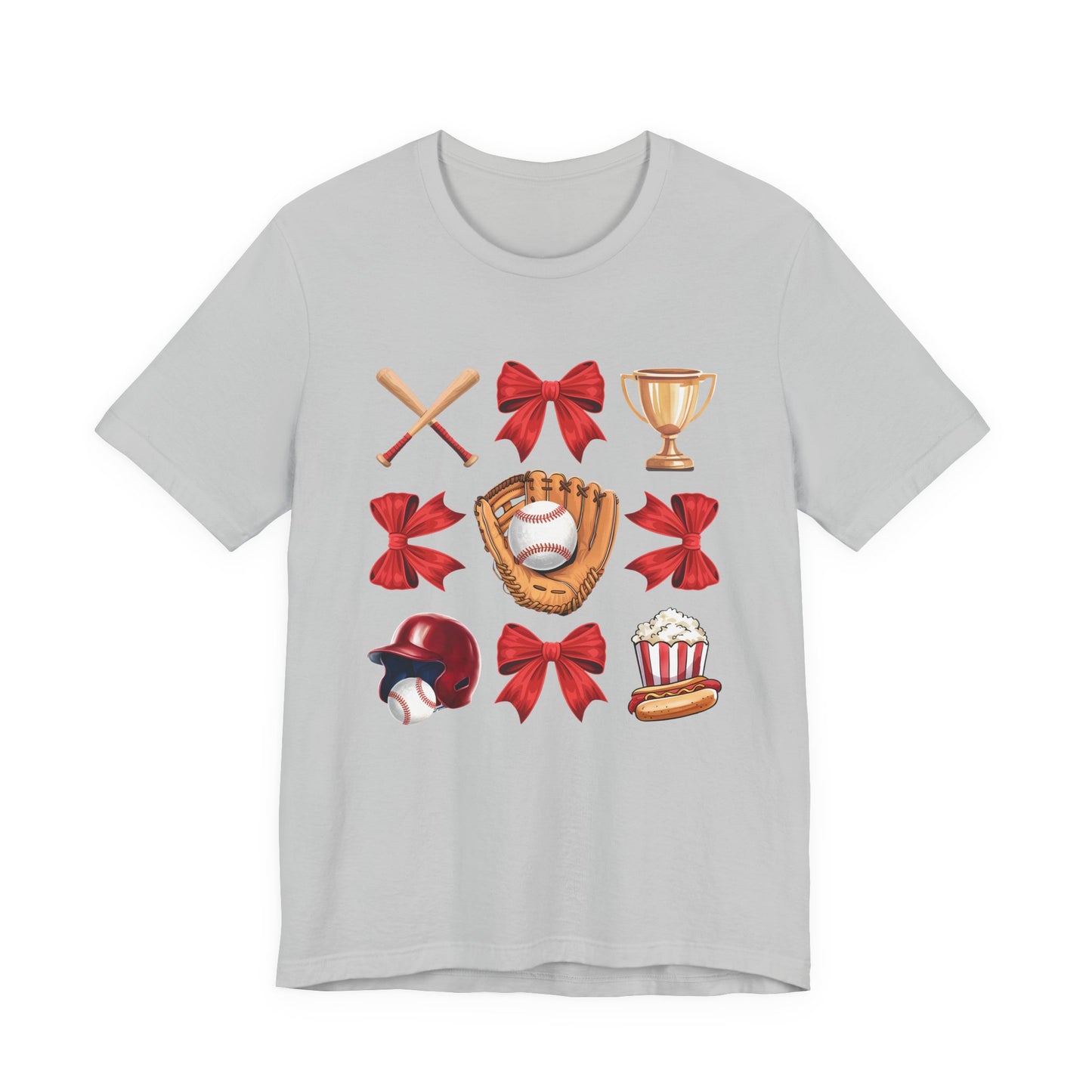 Baseball Icons Graphic Tee — Glove, Bat & Trophy Design